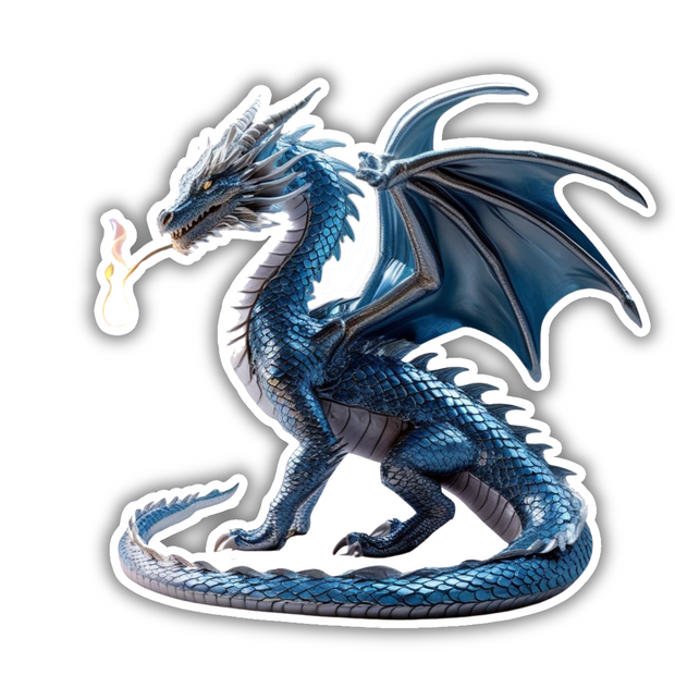 Mystic Flame – Blue Fire Dragon Sticker | Epic Vinyl Decal premium sticker image view 1