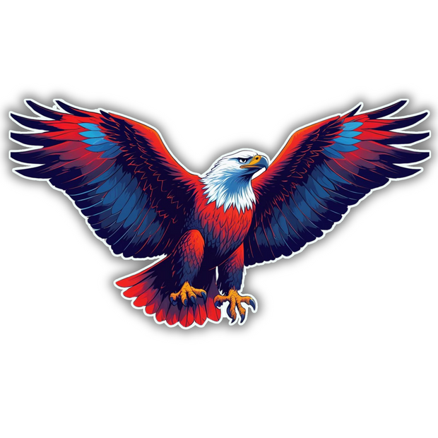 Soaring Freedom Eagle – Red & Blue Winged Vinyl Sticker | Majestic Bird premium sticker image view 1
