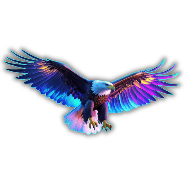 Neon Flight Eagle – Rainbow Gradient Wing Vinyl Sticker | Striking Bird premium sticker image view 1