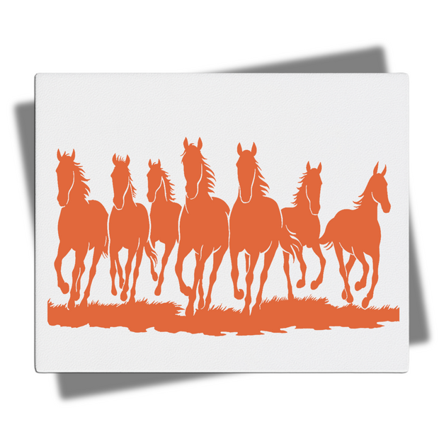 7 Horses Running – Premium Glow-in-the-Dark Vinyl Canvas Frame | Symbol of Positivity & Speed premium sticker image view 1