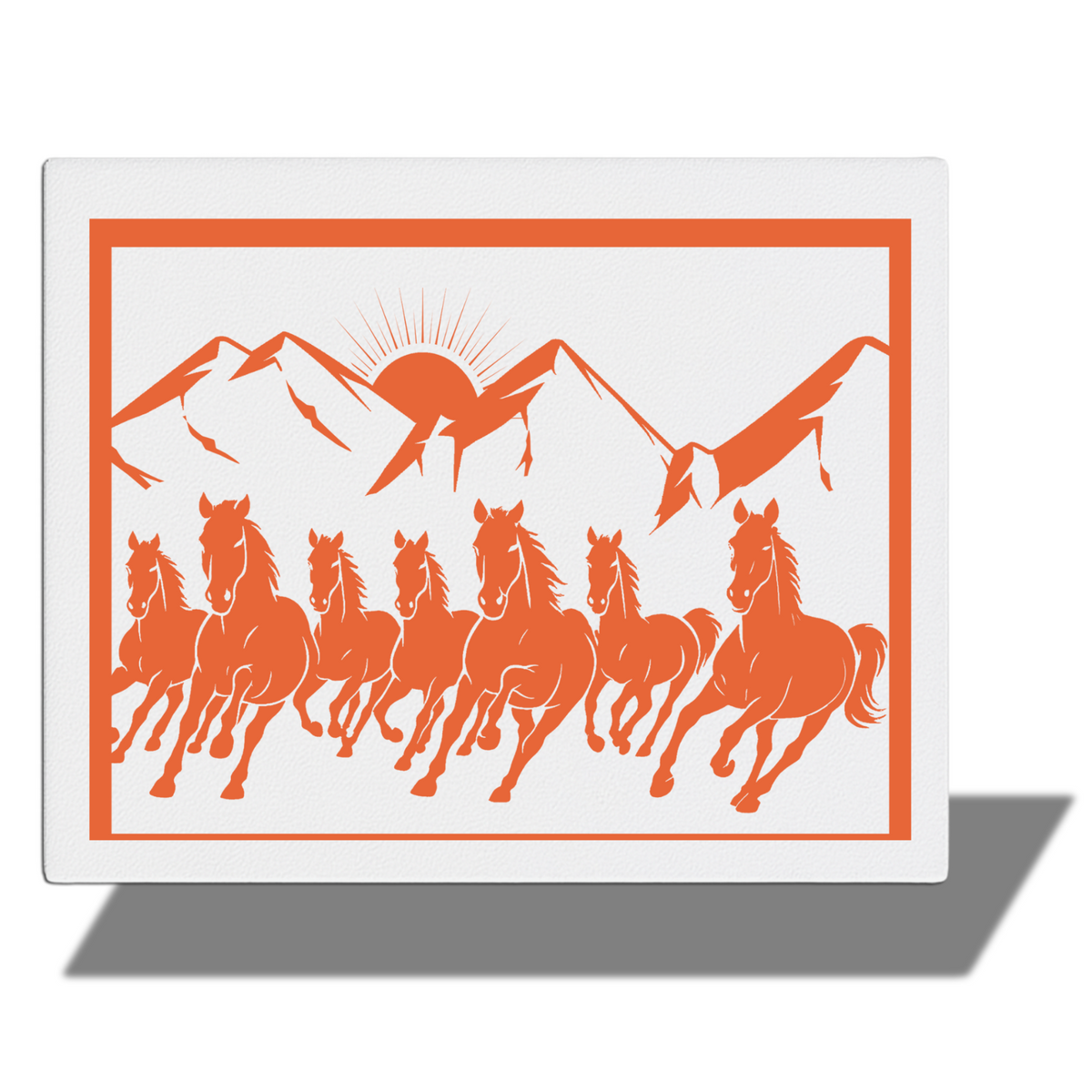 7 Horses with Rising Sun – Premium Glow-in-the-Dark Canvas Frame | Vastu Wall Art premium sticker image view 1