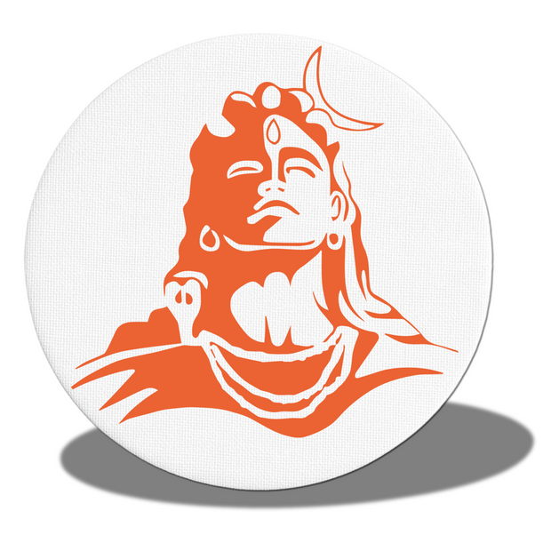Mahadev Glow-in-the-Dark Round Frame | Lord Shiva Wall Art on Premium Cotton Canvas premium sticker image view 1