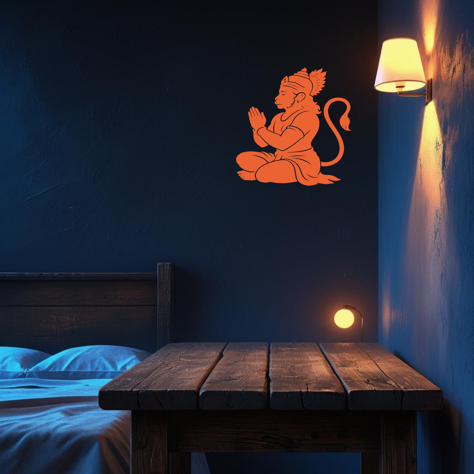 Premium Glow In The Dark Hanuman Ji Frame Sitting Pose Spiritual Wall Decor By Stixy premium vinyl sticker product image 3