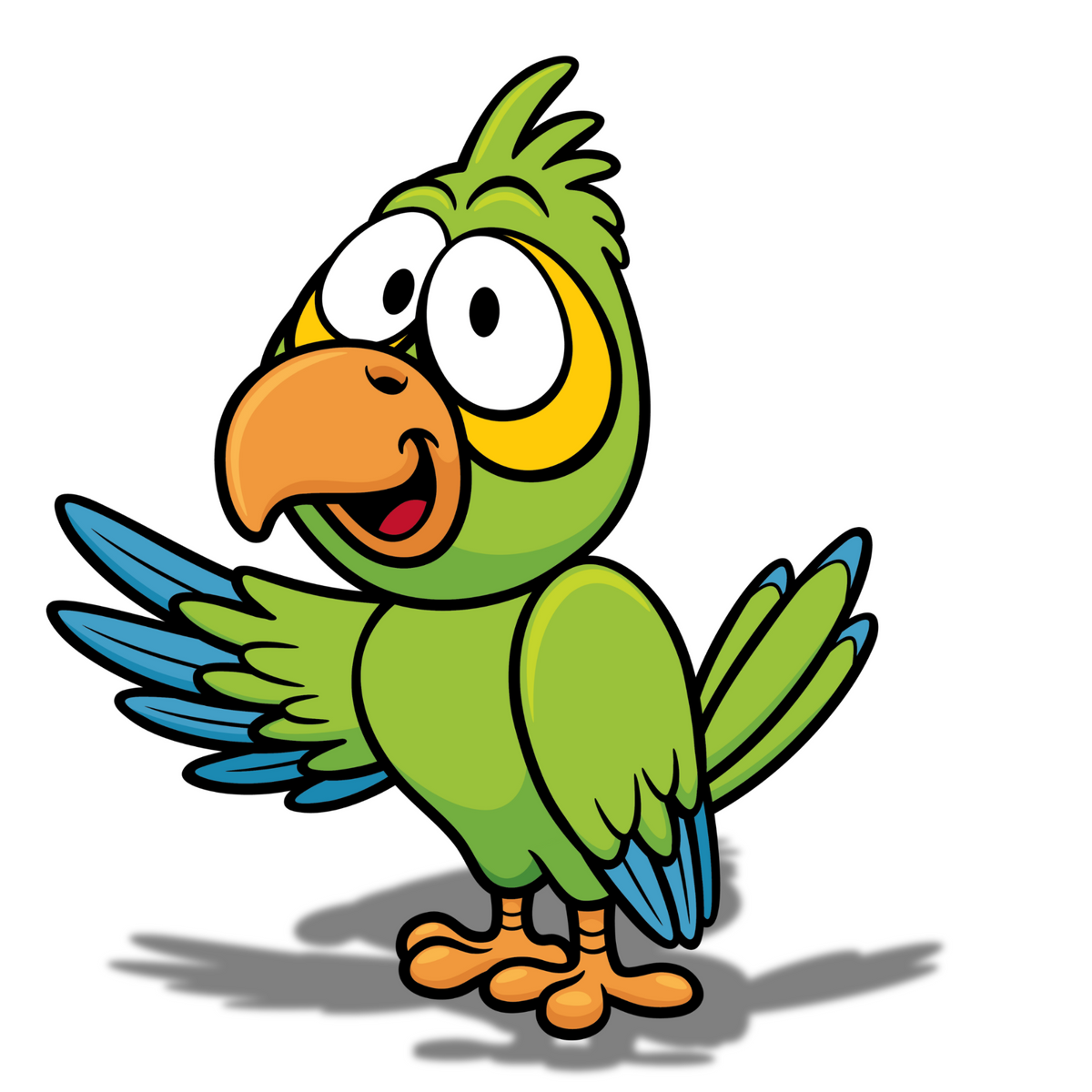 Cartoon Style Green Parrot Sticker – Cute Bird Design | Water-Resistant premium vinyl sticker product image 1