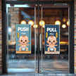 Cute Push & Pull Baby Door Sticker Set – Adorable Entry Sign premium sticker image view 1