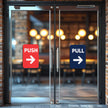 Push Pull Direction Sticker (Bold Design) – Red & Navy, Clear Instructional Sign premium sticker image view 1