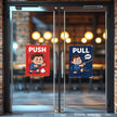 Premium Push & Pull Door Sticker Set – Angry Boy Cartoon with Rope and Uff Expression premium sticker image view 1