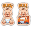 Cute Push Pull Baby Door Sticker Set Adorable Entry Sign Copy premium sticker image view 3