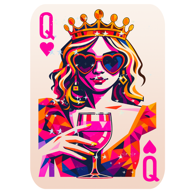 QUEEN OF HEARTS STICKER – GLAM DRINK EDITION premium product image view 1