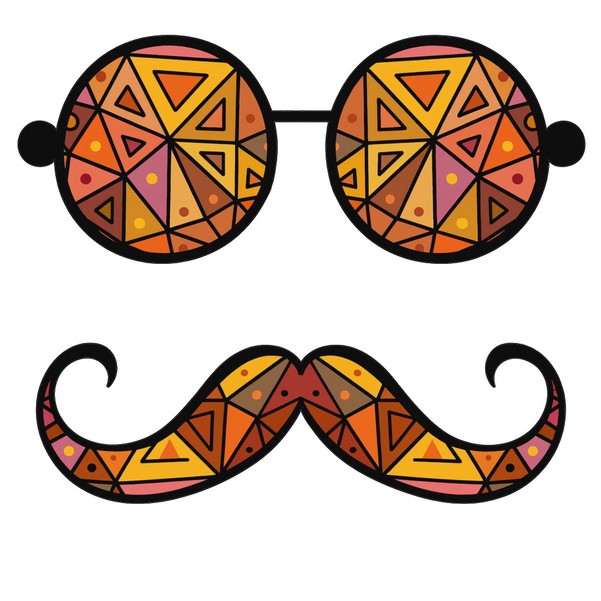 RETRO GLASS & MOUSTACHE STICKER – GEOMETRIC STYLE premium product image view 1