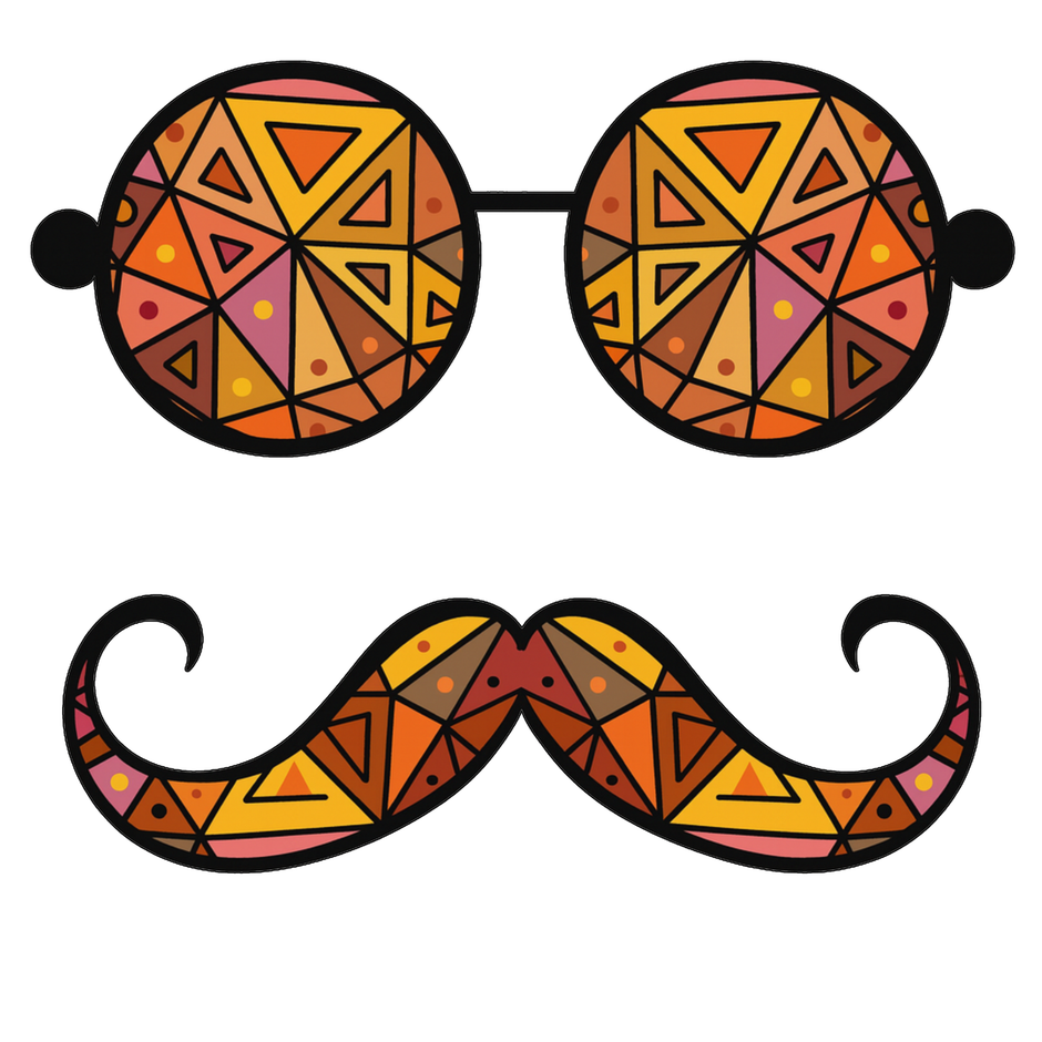 RETRO GLASS & MOUSTACHE STICKER – GEOMETRIC STYLE premium product image view 1