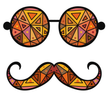 RETRO GLASS & MOUSTACHE STICKER – GEOMETRIC STYLE premium product image view 1