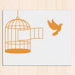 Free Bird Wall Frame – Minimalist Open Cage Art with Flying Bird premium sticker image view 1