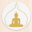 Buddha Meditation Wall Frame – Glossy Golden Round Aura Design premium sticker image view 1