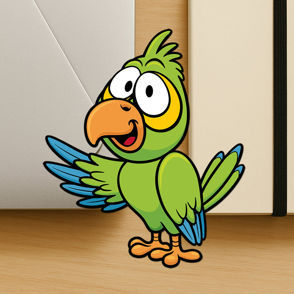 Cartoon Style Green Parrot Sticker Cute Bird Design Water Resistant premium vinyl sticker product image 3