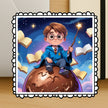 Cute Wizard Boy Sticker Magical Cartoon Design With Wand Flying Books Water Resistant premium vinyl sticker product image 2