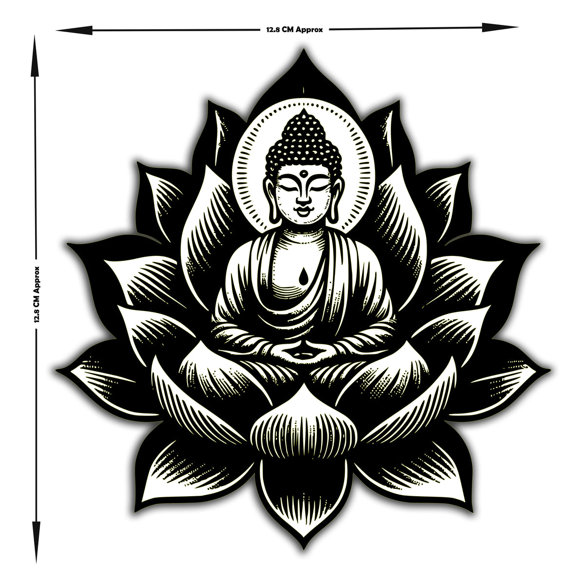 Buddha On Lotus Waterproof Sticker Black White Spiritual Calm Art premium vinyl sticker product image 5
