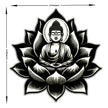 Buddha On Lotus Waterproof Sticker Black White Spiritual Calm Art premium vinyl sticker product image 5