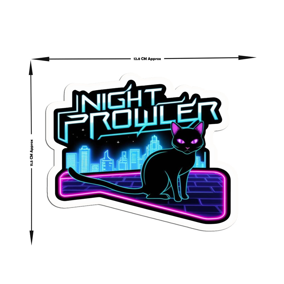 Night Prowler Cyber Neon Cat Vinyl Sticker premium product image 2