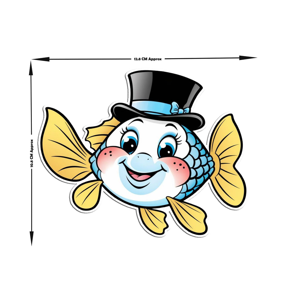 Dapper Fish Sticker Funny Cartoon Fish With Hat premium product image 2