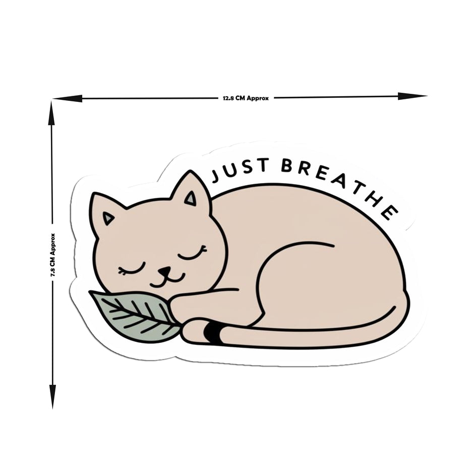 Just Breathe Minimalist Calming Cat Sticker premium product image 2