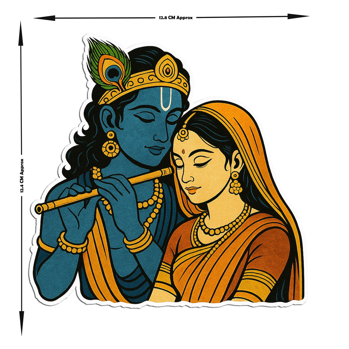 Radha Krishna Folk Art Sticker Divine Love Indian Line Illustration premium sticker image view 2