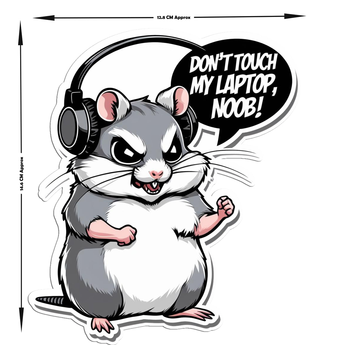 Don T Touch My Laptop Noob Gamer Hamster Vinyl Sticker premium sticker image view 3