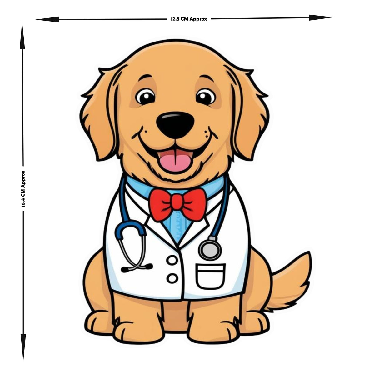 Doctor Dog Vinyl Sticker Cute Golden Retriever In Lab Coat premium product image 2