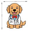 Doctor Dog Vinyl Sticker Cute Golden Retriever In Lab Coat premium product image 2