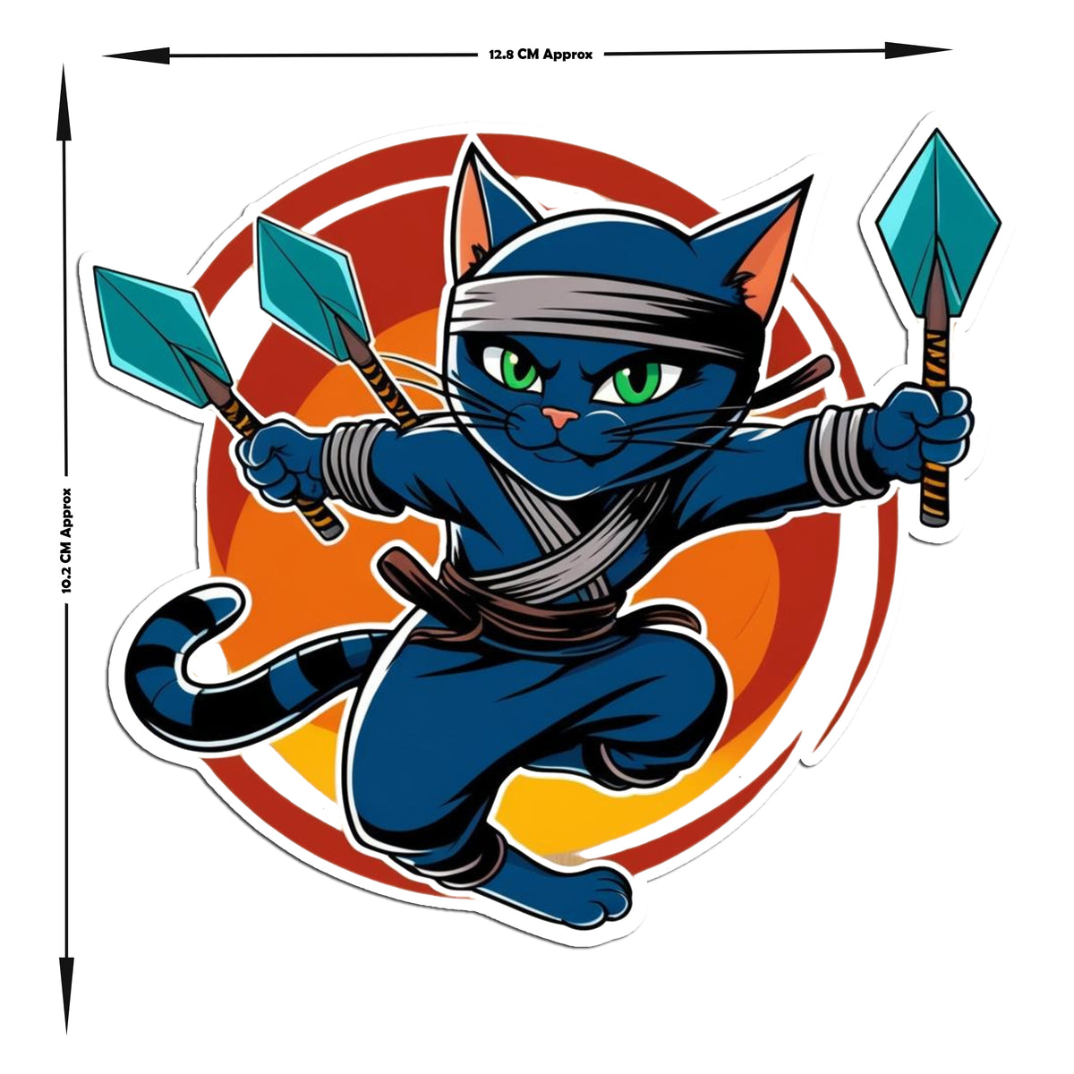 Ninja Cat Warrior Fierce Fun Vinyl Sticker premium product image 2