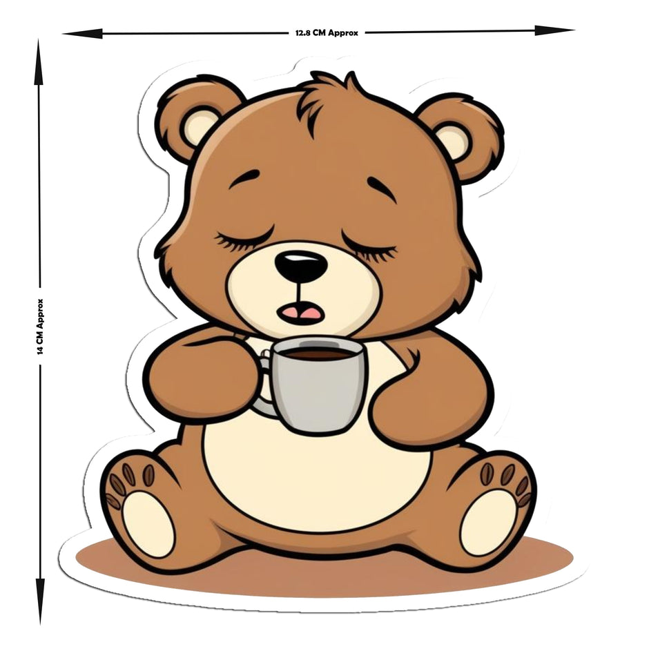 Sleepy Coffee Bear Lazy Mood Vinyl Sticker premium product image 2