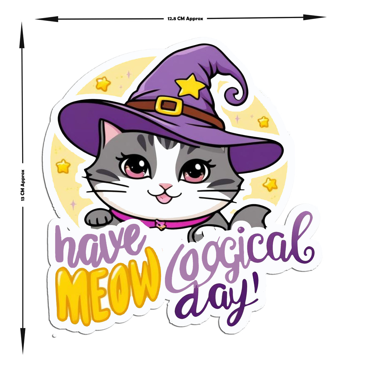 Meowgical Witch Cat Cute Vinyl Sticker premium product image 2