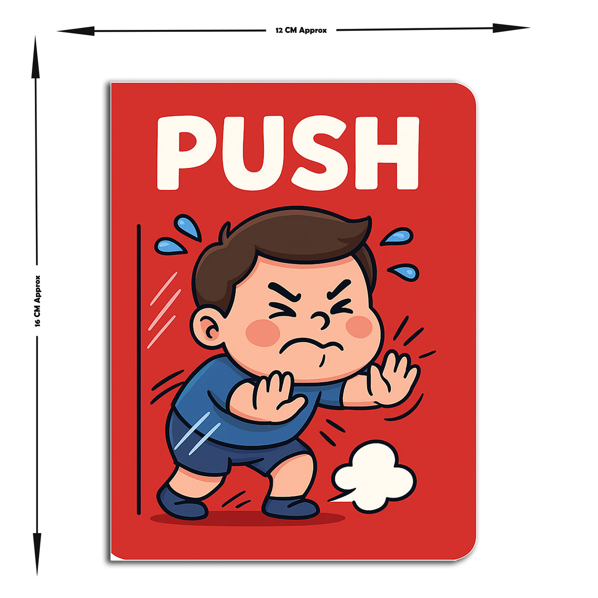 Premium Push Pull Door Sticker Set Angry Boy Cartoon With Rope And Uff Expression premium sticker image view 5