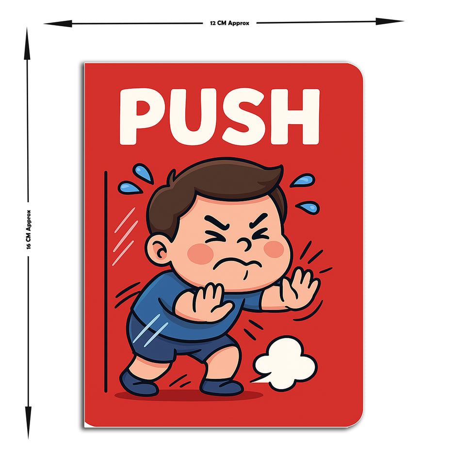 Premium Push Pull Door Sticker Set Angry Boy Cartoon With Rope And Uff Expression premium sticker image view 5