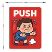 Premium Push Pull Door Sticker Set Angry Boy Cartoon With Rope And Uff Expression premium sticker image view 5