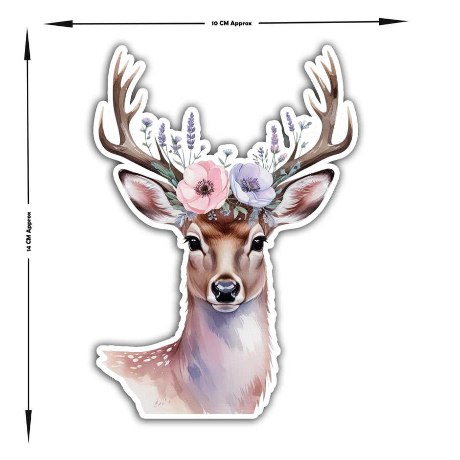 Floral Crown Deer Water Resistant Sticker Elegant Nature Aesthetic premium vinyl sticker product image 3