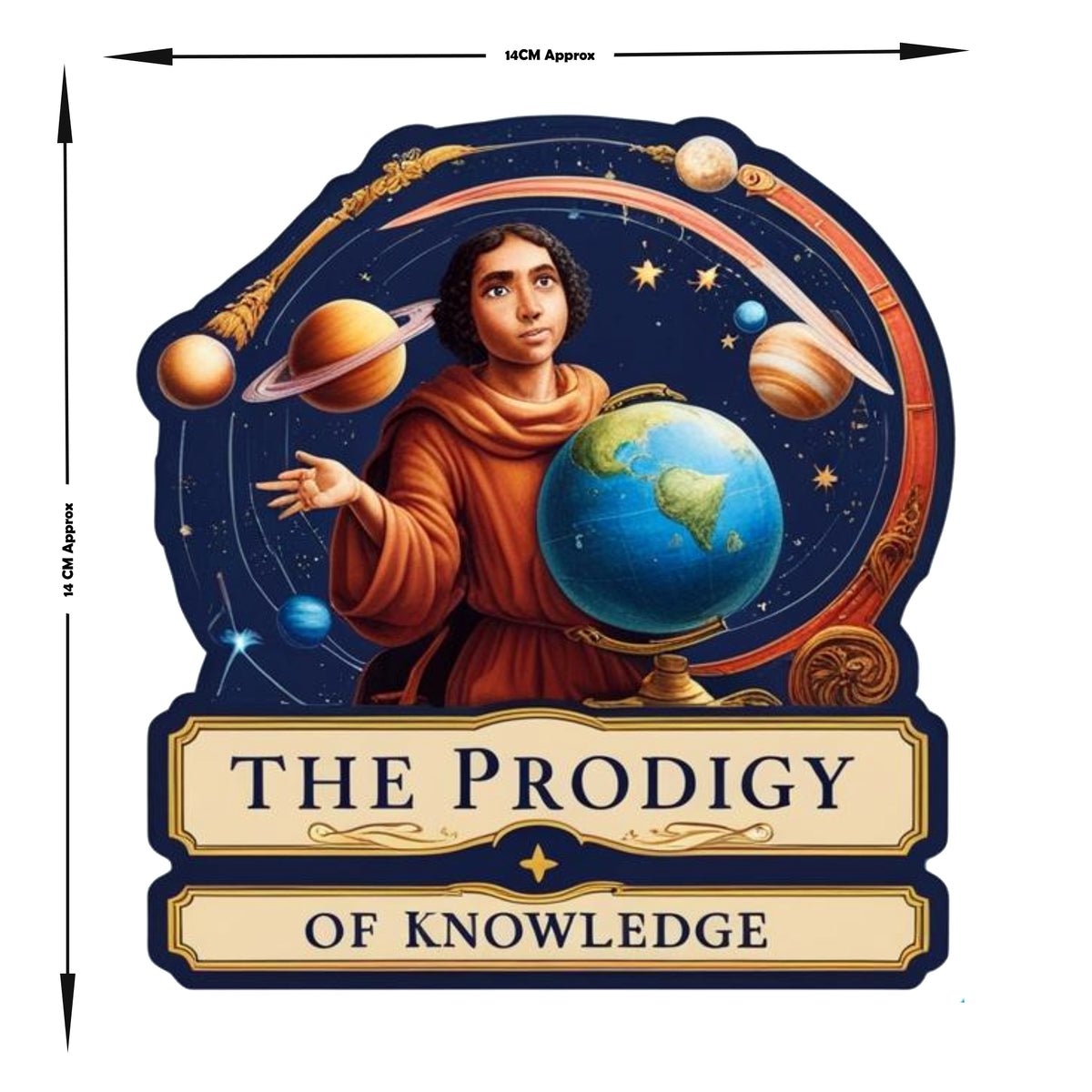 The Prodigy Of Knowledge Renaissance Style Cosmic Thinker Sticker premium product image 2