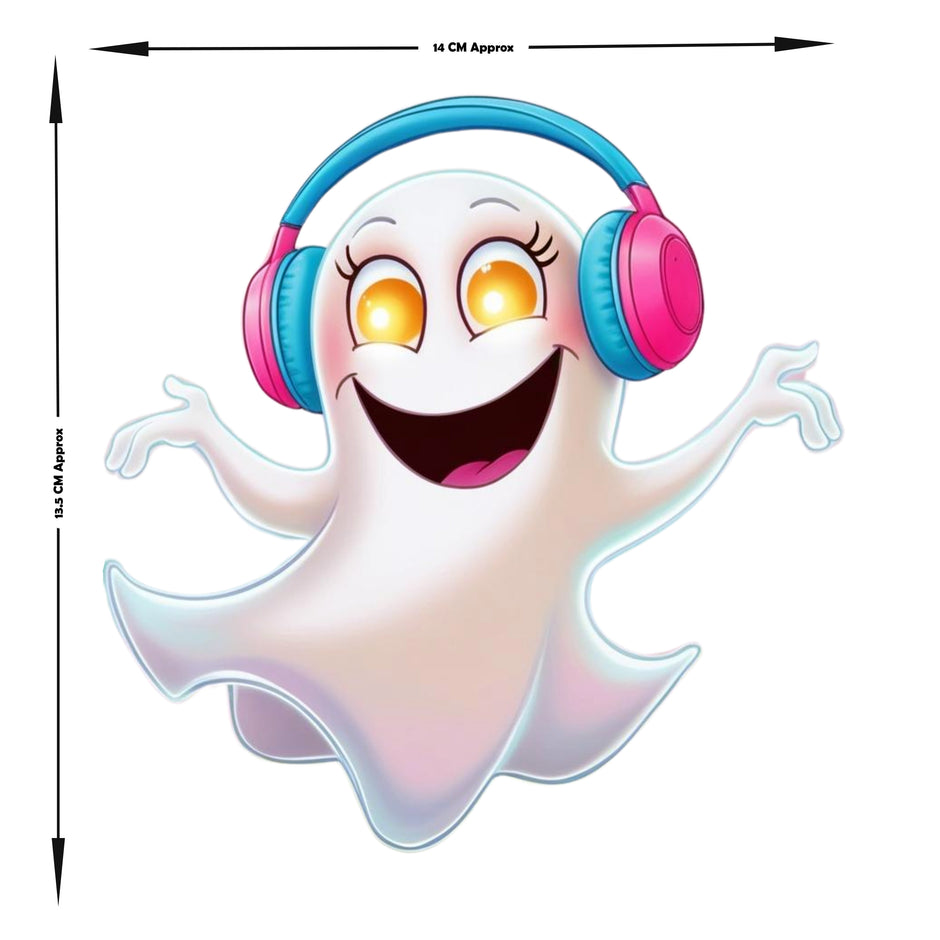 Boo Beats Funny Ghost With Headphones Sticker premium product image 3
