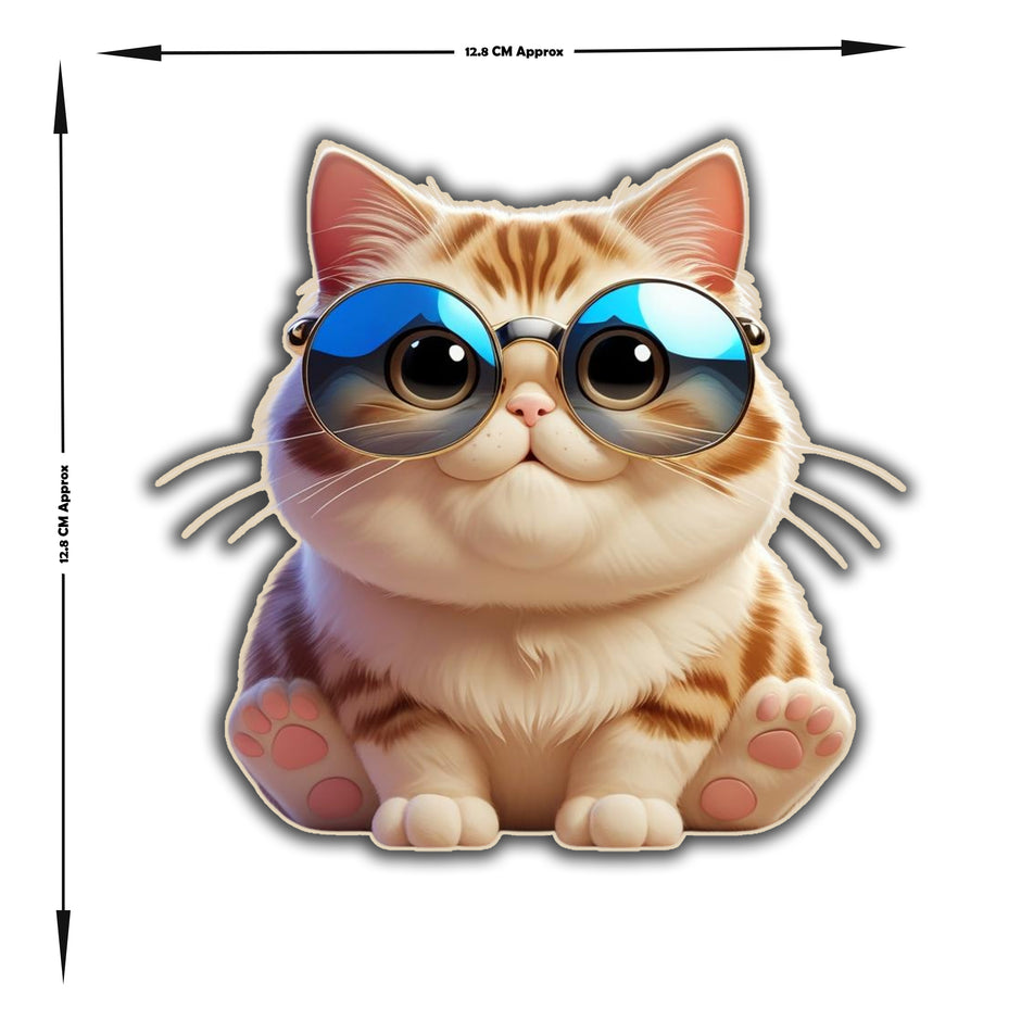 Cool Cat With Shades Water Resistant Sticker Cute Animal Vibes premium vinyl sticker product image 3