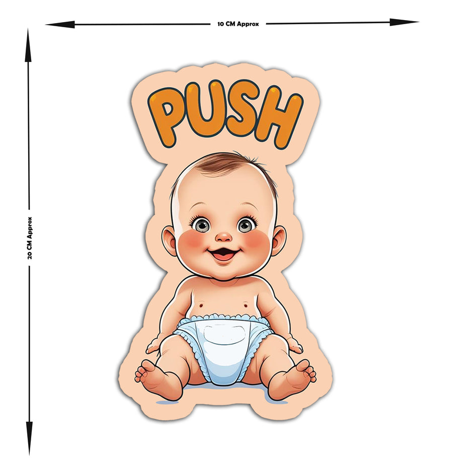 Cute Push Pull Baby Door Sticker Set Adorable Entry Sign Copy premium sticker image view 4