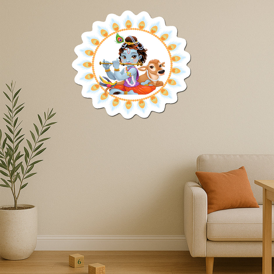 Bal Krishna With Cow Cute Lord Krishna Sticker premium product image 2