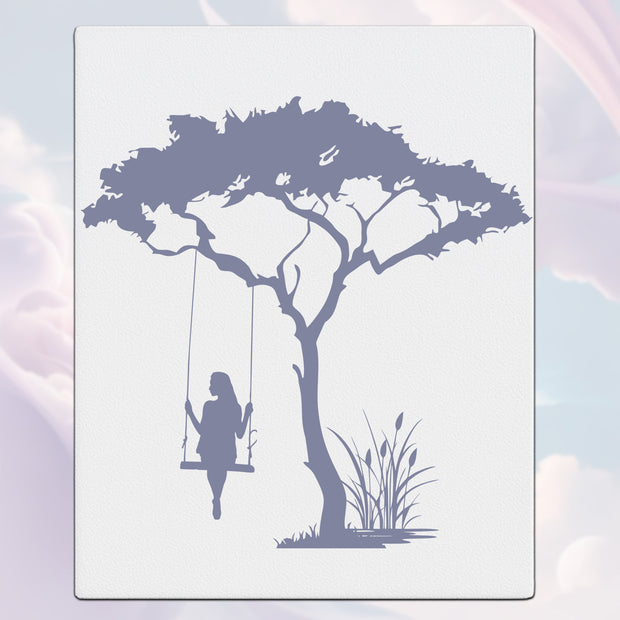 Girl on Swing Wall Frame – Reflective Peaceful Moment under Tree Art premium sticker image view 1