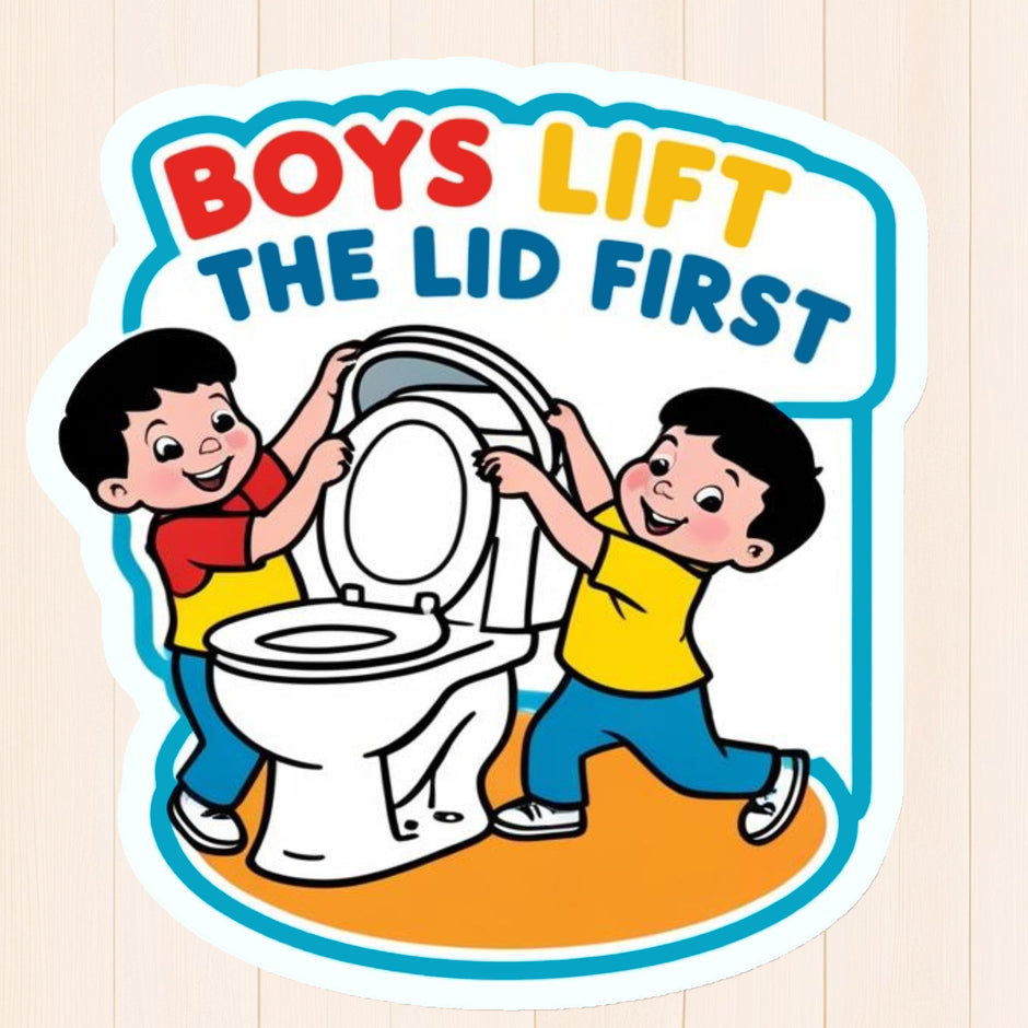 Boys Lift the Lid First – Fun Hygiene Sticker premium product image 1