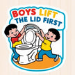 Boys Lift the Lid First – Fun Hygiene Sticker premium product image 1