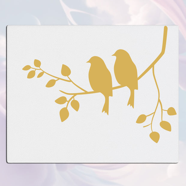 Birds on a Branch Wall Frame – Minimalist Couple Art in Natural Style premium sticker image view 1