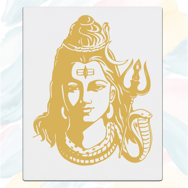 Mahadev Trishul Wall Frame – Golden Vinyl Frame premium sticker image view 1